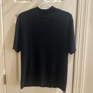 Croft and Borrow Black Ribbed Short Sleeve Top